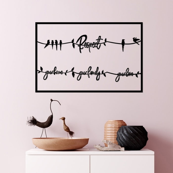 Wallity Respect Your Home Your Family Your Love 2 - Escultura de Pared de Metal Negra Wallity Respect Your Home Your Family Your Love 2 - Escultura de Pared de Metal Negra